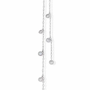 Collier cravate argent forme rond pierre blanche 4