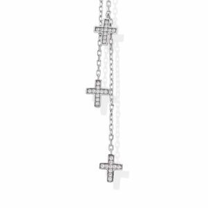 Collier cravate argent croix serti blanc 4