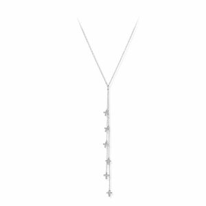 Collier cravate argent croix serti blanc 3