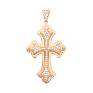 collier-croix-pavee-pendentif-argent-sertie-rose Collier croix argent rose pendentif pavée sertie 4