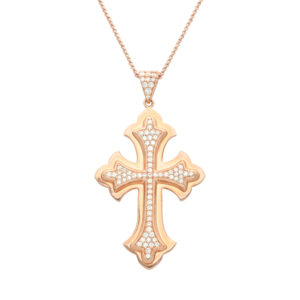 collier-croix-pavee-pendentif-argent-sertie-rose Collier croix argent rose pendentif pavée sertie 3