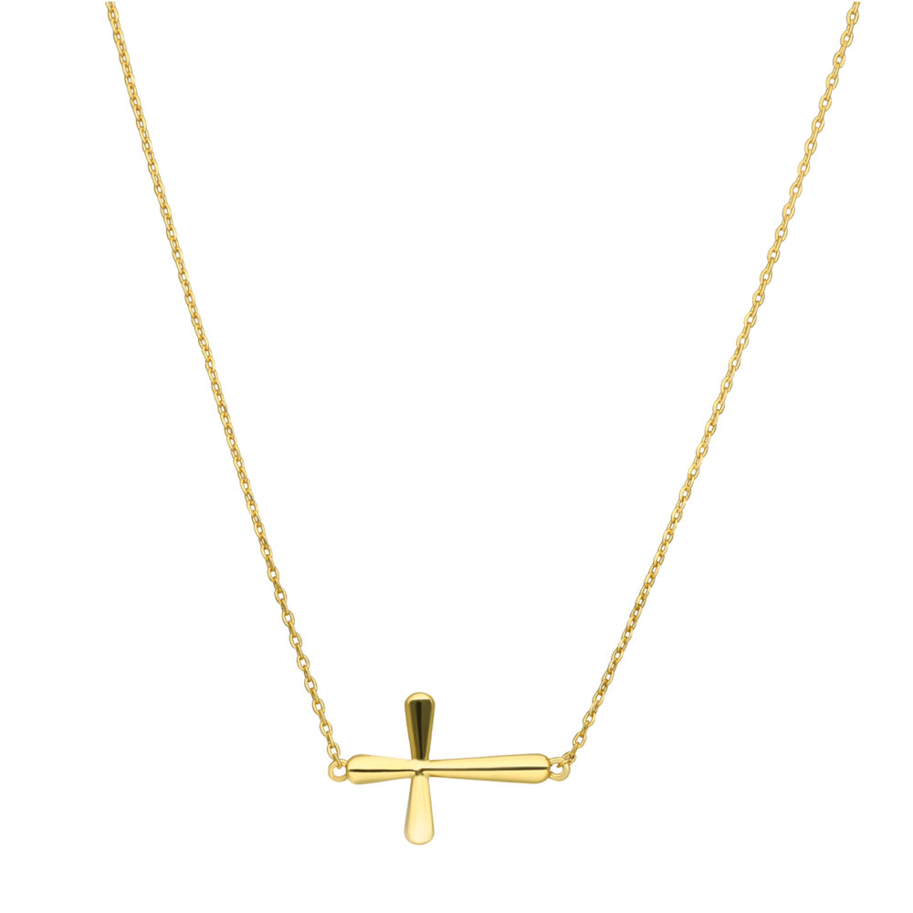 Golden rounded cross necklace 1
