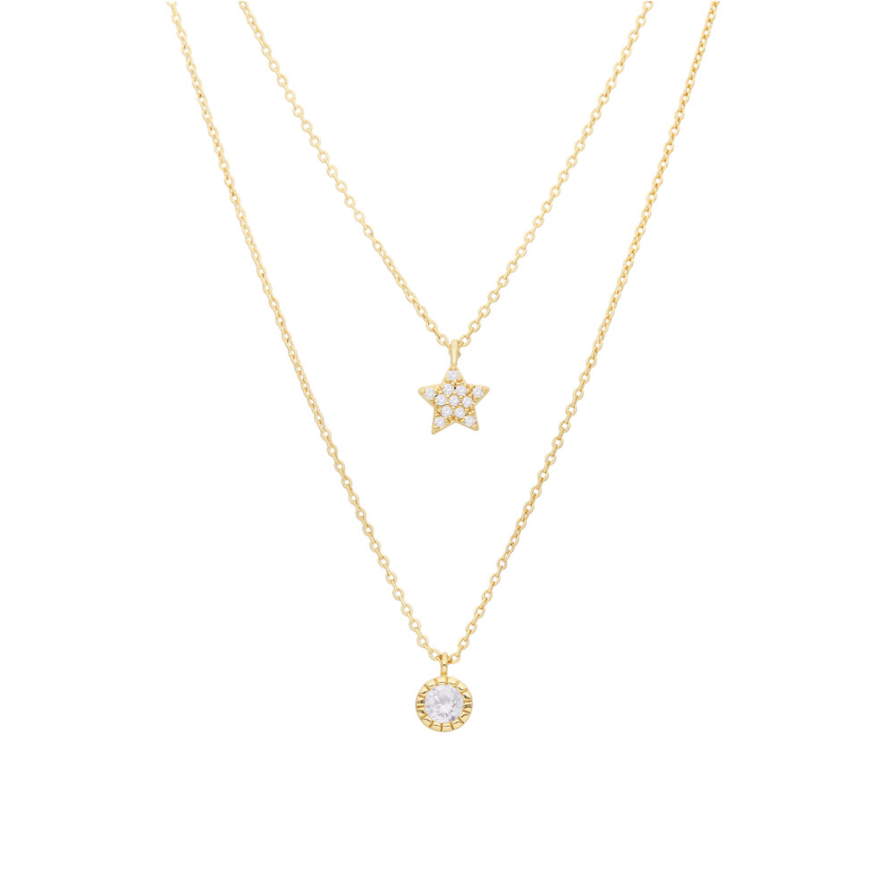 Golden star and round set necklace 1