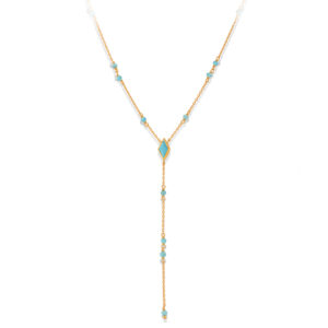 Collier en argent cravate doré pierre turquoise 3