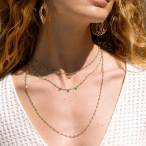 Collier en argent doré pierre naturelle onyx vert pampilles onyx vert 6