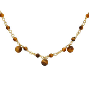 Collier en argent doré pierres naturelles œil de tigre pampilles œil de tigre 4