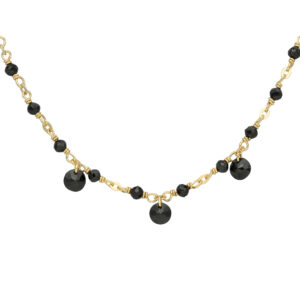 Collier en argent doré pierres naturelles spinelle noir pampilles spinelle noir 4