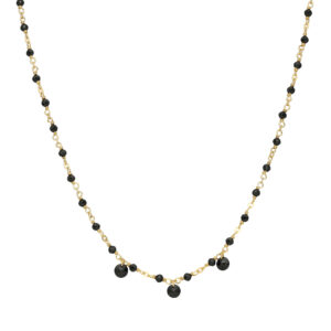 Collier en argent doré pierres naturelles spinelle noir pampilles spinelle noir 3