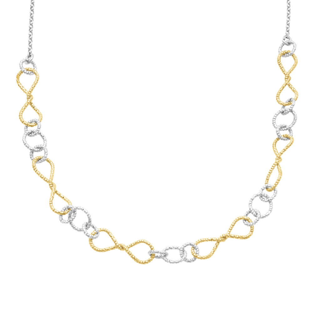 Collier en argent doré rhodié diamanté torsadé