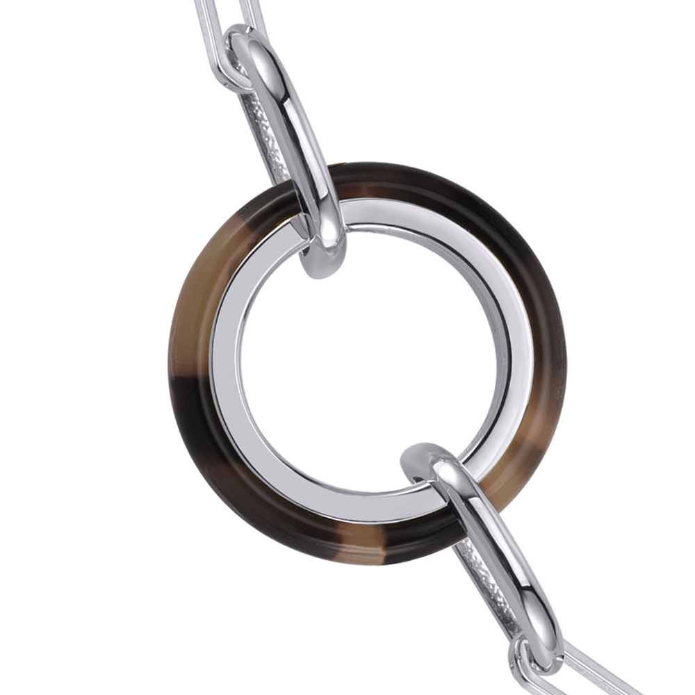 Bracelet en argent rond et acétate écaille grise anaïs 2