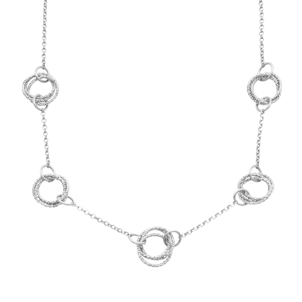 Classic diamond rhodium-plated silver necklace 1