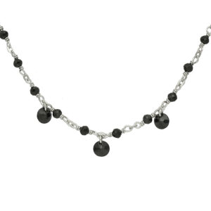 Collier en argent rhodié pierres naturelles spinelle noir pampilles spinelle noir 4