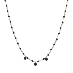 Collier en argent rhodié pierres naturelles spinelle noir pampilles spinelle noir 3
