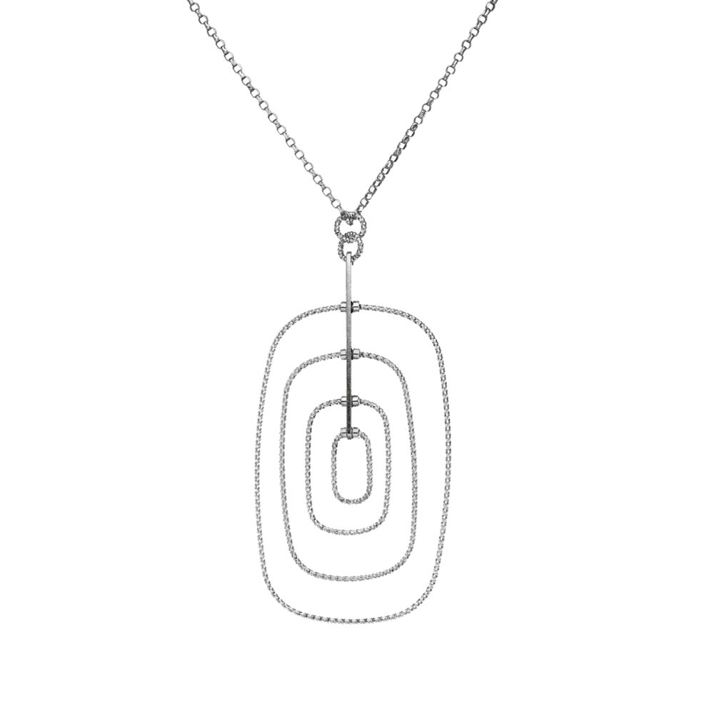 Oval shaped rhodium silver diamond necklace 1