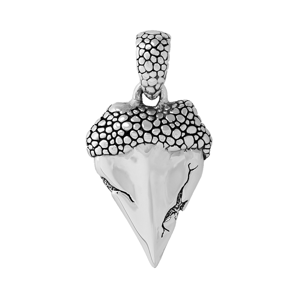 Men's silver shark tooth necklace 2