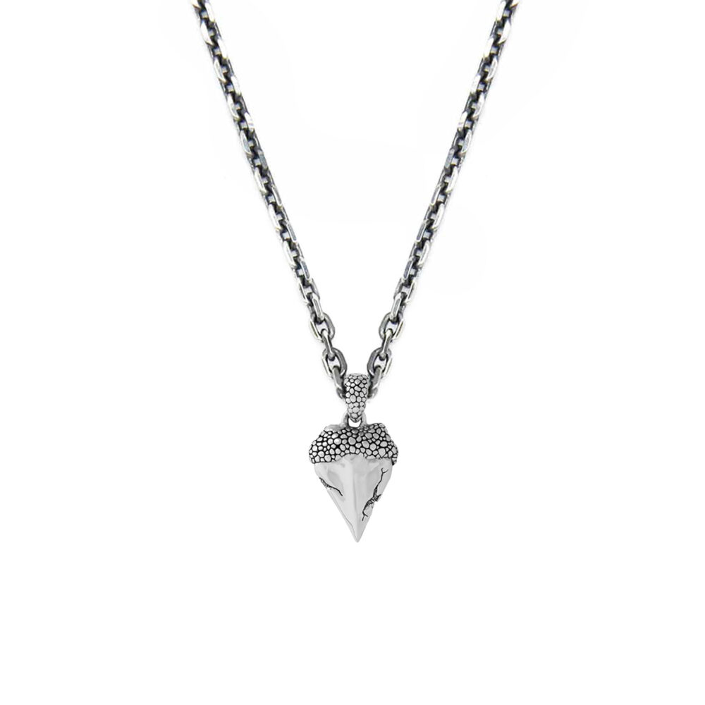 Men's silver shark tooth necklace 1