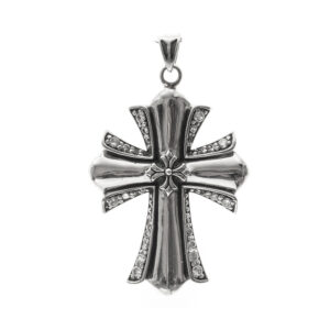 Collier homme argent grande croix rock 6