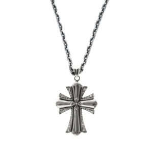 Collier homme argent grande croix rock 4