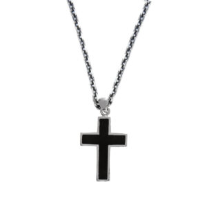 Collier homme argent croix rock onyx noir 4