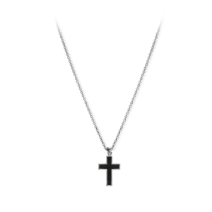 Collier homme argent croix rock onyx noir 6