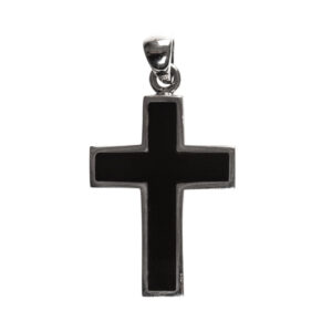 Collier homme argent croix rock onyx noir 5