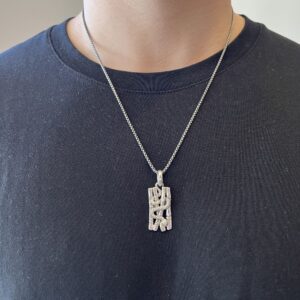 Collier homme argent serpent et bambou 5