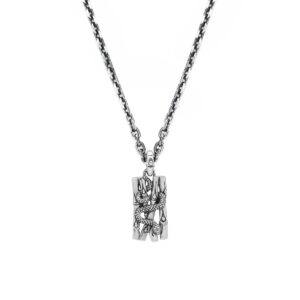 Collier homme argent serpent et bambou 4