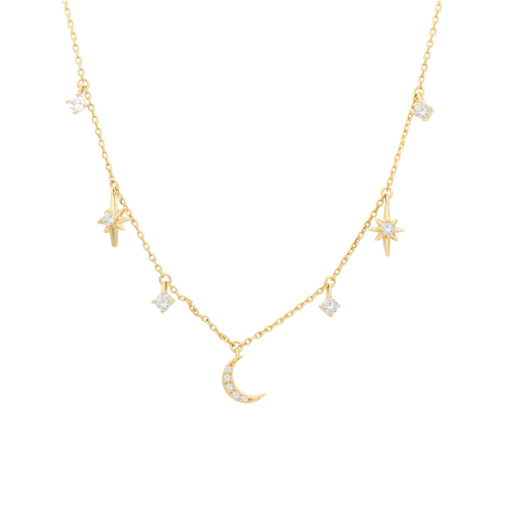 Gold starry moon necklace 1