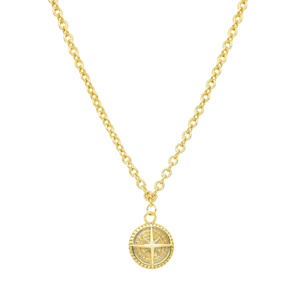 Golden compass rose necklace 1
