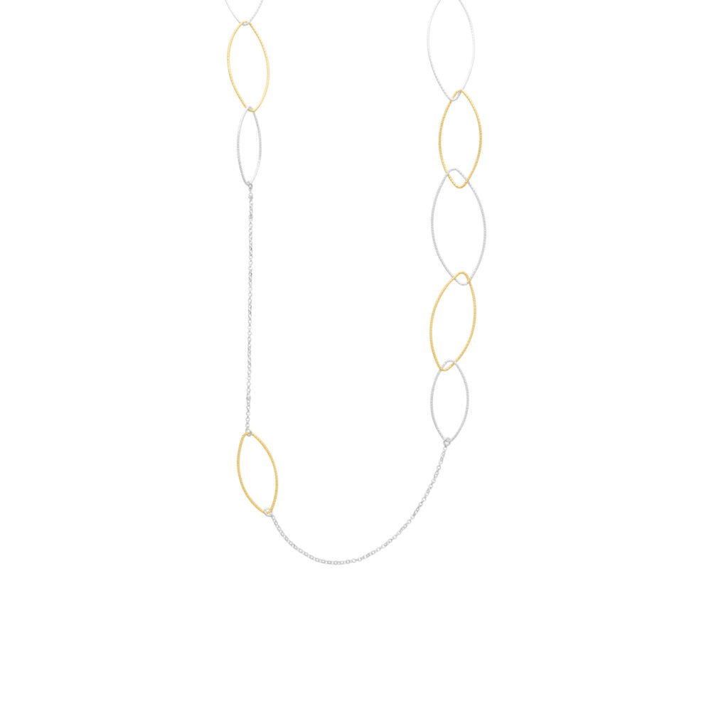 Collier sautoir argent bicolore diamanté santa