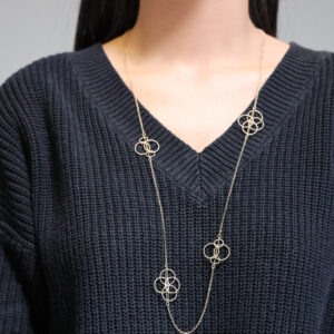 Collier sautoir cercle argent doré diamanté Silvia 6