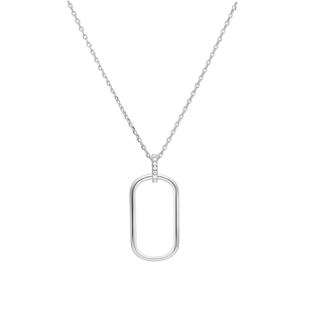 Olga rhodium silver simple ring necklace set with white zirconiums 1