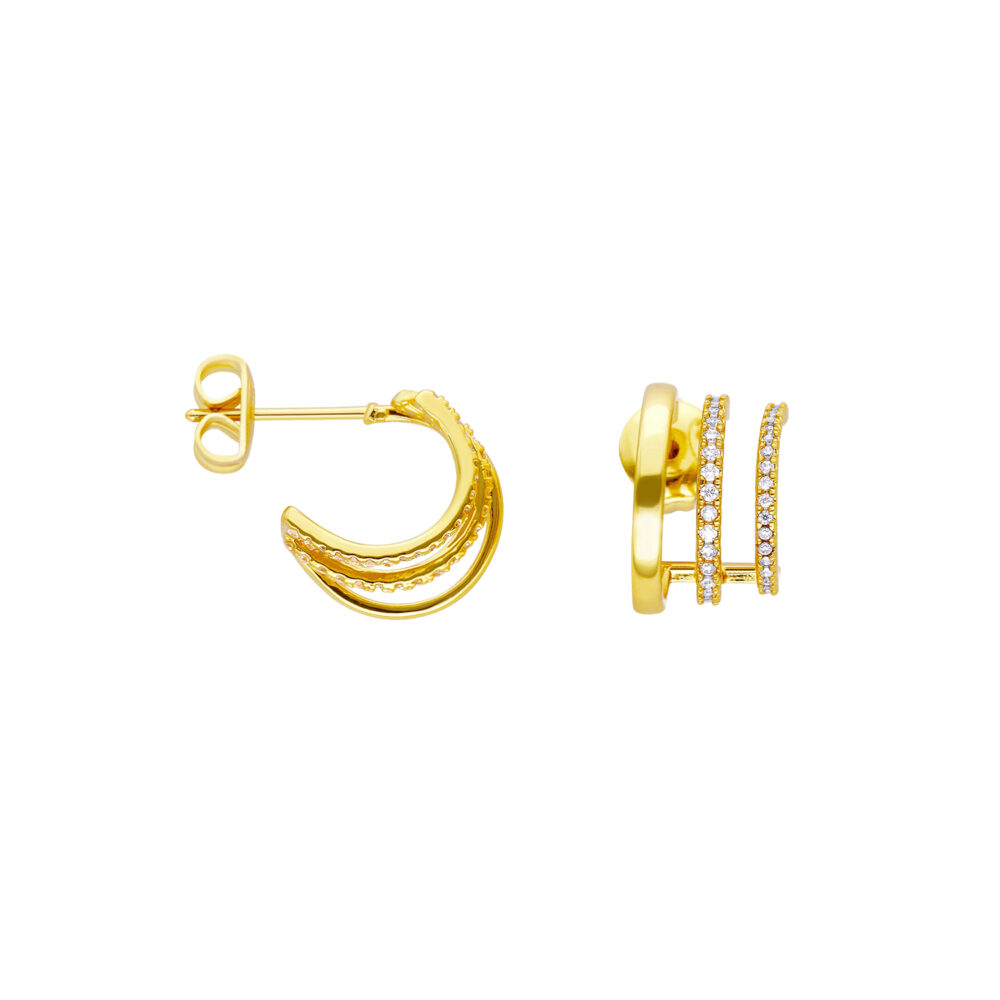 Golden triple hoop earrings 1
