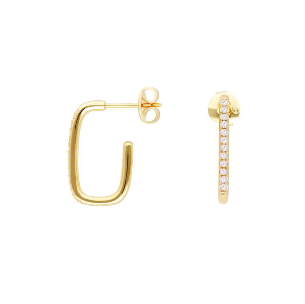 Golden oval hoop earrings set 1