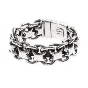 Gourmette homme bracelet argent rock grand modèle 9