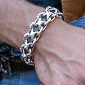 Gourmette homme bracelet argent rock grand modèle 8