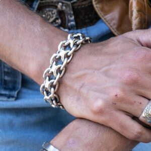 Gourmette homme bracelet argent rock grand modèle 10