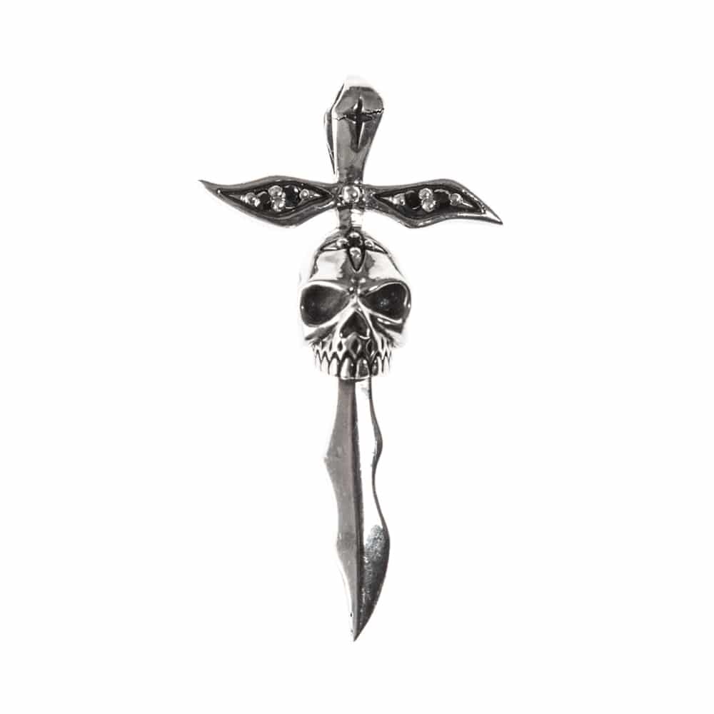 Silver skull dagger pendant 1