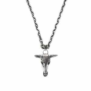 Collier argent tête de Buffle pendentif rock et bohème 3