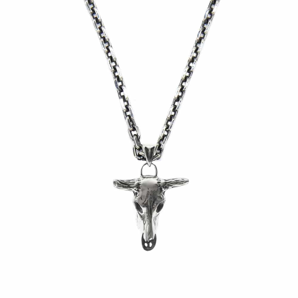 Buffalo head silver necklace rock and bohemian pendant 1