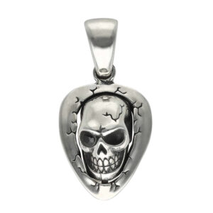 tete-de-mort-et-mediator-pendentif-pierre-noire-argent Tête de mort et médiator pendentif pierre noire argent 3
