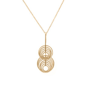 ☆CA150GOLD Collier Pendentif Cercles Entrelacés Doré en Argent 925 Finition Diamantée 3