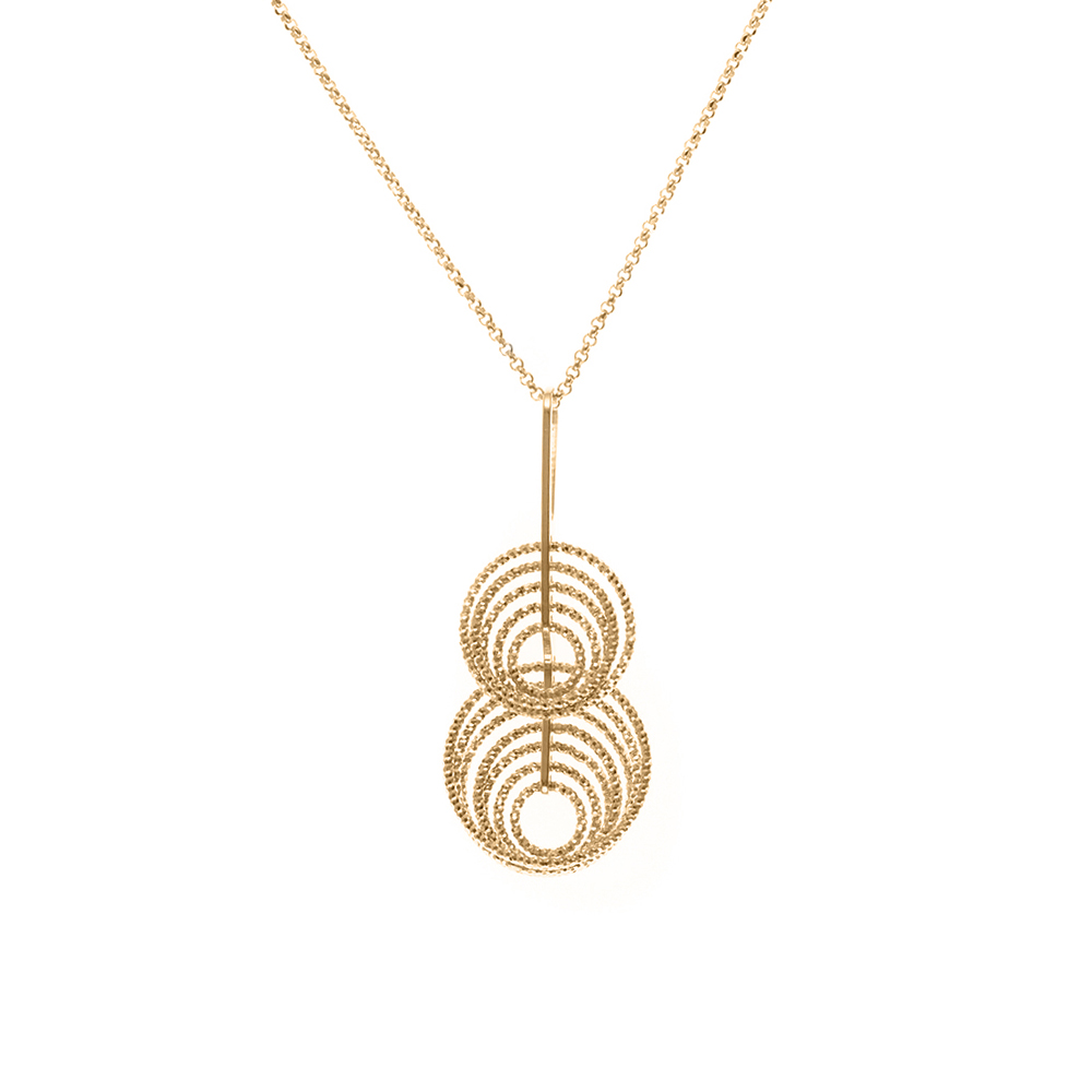 Collier Pendentif Cercles Entrelacés Doré en Argent 925 Finition Diamantée